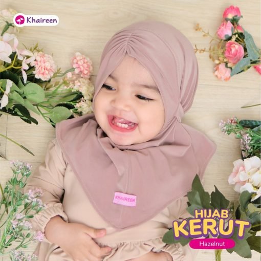 Pakaian Anak – Khaireen Hijab Kerut (Hazelnut)