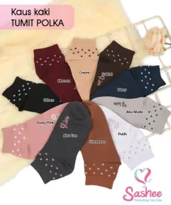 Kaos Kaki Sashee Polka Tumit Pendek