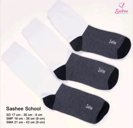 Kaos Kaki Sekolah Hitam Putih Sashee - Gambar 2