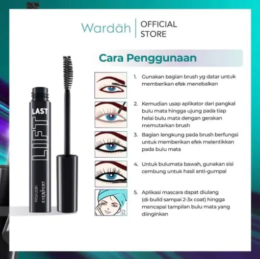 Wardah EyeXpert Liflast Waterproof Mascara - Melentikan Tahan Lama - Gambar 3