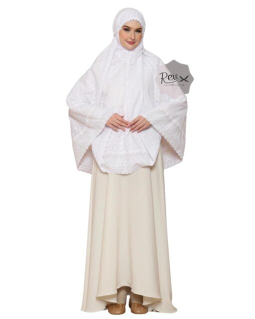 Bergo Kantong Putih Full Bordir - Gambar 2